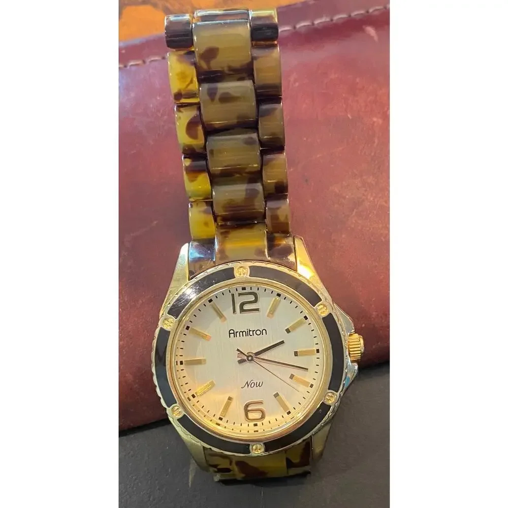 Women's 40mm Armitron Now Watch, Tortoise Look Lucite with Gold Tone Case